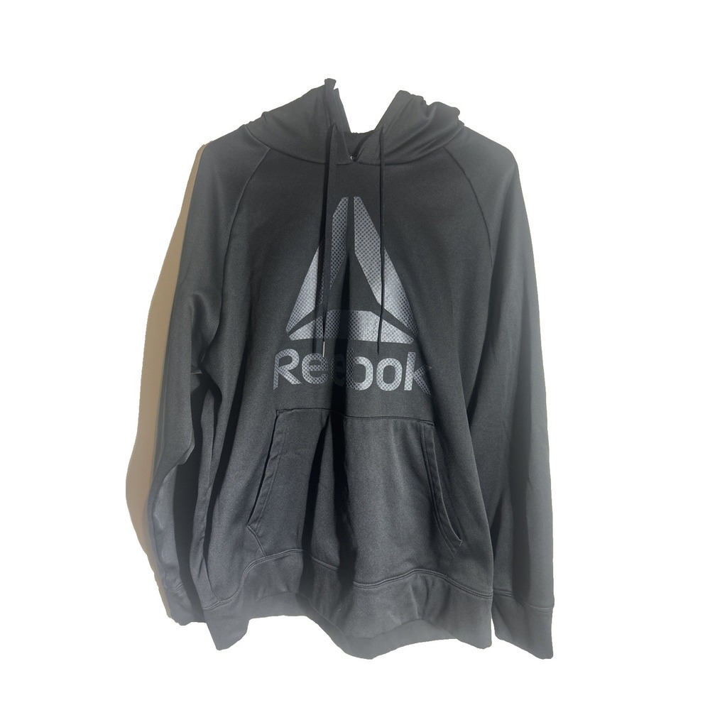 Reebok Men's Large Black Hoodie Sweatshirt Excellent